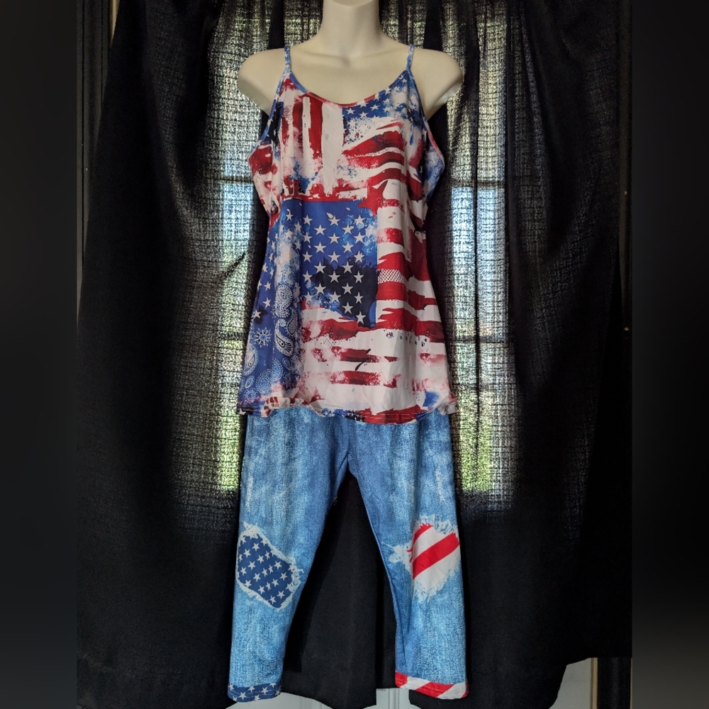 American Flag Tank Top and Jeans Set